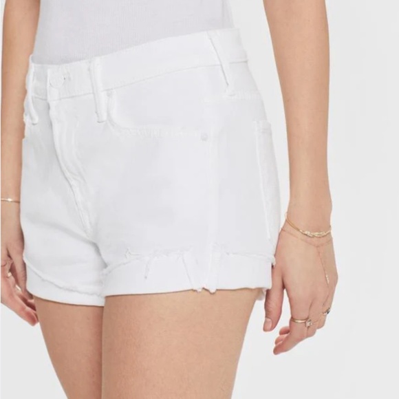 Mother The Rascal Slit Flip Short White - Picture 2 of 7